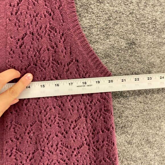 Croft & Barrow Cardigan Women M Medium Purple Geometric Knit Open Front Casual - Picture 7 of 9